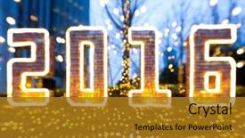  Presentation with happy new year - Audience pleasing presentation design consisting of 2016 happy new year illuminated backdrop and a  colored foreground