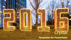  Presentation with happy new year - Audience pleasing PPT theme consisting of 2016 happy new year illuminated backdrop and a  colored foreground