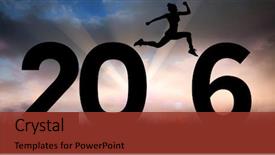  Presentation with sad woman silhouette - Cool new PPT layouts with 2016 new year - fit woman silhouette against blue backdrop and a  colored foreground