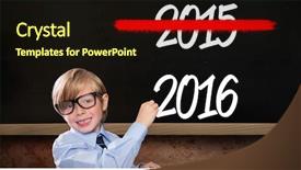  Presentation with little children writing - Beautiful slides featuring 2016 school - cute pupil writing against blackboard backdrop and a  colored foreground