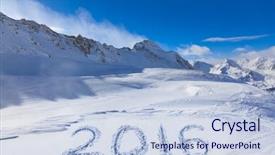  Presentation with house snow mountain - Cool new slide set with 2016 on snow at mountains backdrop and a lemonade colored foreground