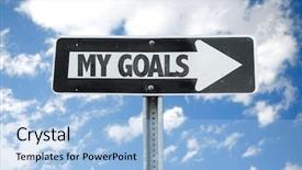  Presentation with goals - Audience pleasing presentation consisting of 2016 strategy - my goals direction sign backdrop and a light blue colored foreground