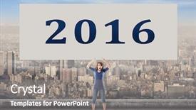  Presentation with airport boarding board - Audience pleasing presentation design consisting of 2016 words on blank board backdrop and a gray colored foreground