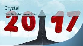  Presentation with dubai skyline on blue sky - PPT theme consisting of composite image 3d of road background and a sky blue colored foreground