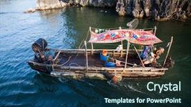  Presentation with august - Cool new presentation theme with 2017 floating village in cat backdrop and a navy blue colored foreground