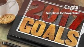  Presentation with digital printing - Cool new PPT theme with 2017 goals banner - new year backdrop and a tawny brown colored foreground