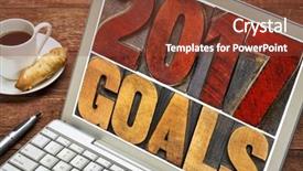  Presentation with red banner - PPT theme consisting of 2017 goals banner - new year background and a tawny brown colored foreground