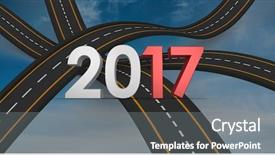  Presentation with rainbow over road - PPT theme featuring 3d of over lapping road background and a gray colored foreground