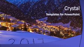  Presentation with house snow mountain - Presentation theme featuring 2017 on snow at mountains background and a wine colored foreground