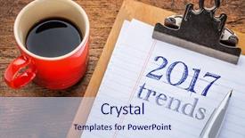  Presentation with coffee - Cool new presentation theme with 2017 trends on a clipboard backdrop and a sky blue colored foreground