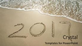  Presentation with sand - Cool new presentation theme with 2017 written in sand write backdrop and a coral colored foreground