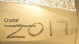  Presentation with beach wedding heart on sand - Slides enhanced with 2017 written in sand write background and a  colored foreground