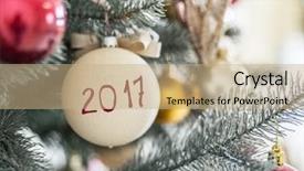  Presentation with merry christmas and new year - Amazing PPT layouts having 2017 written on christmas ball backdrop and a coral colored foreground