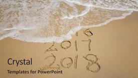  Presentation with water wave - Beautiful slide deck featuring 2018 and 2017 inscription written backdrop and a coral colored foreground