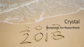  Presentation with water wave - PPT theme with 2018 and 2017 inscription written background and a soft green colored foreground