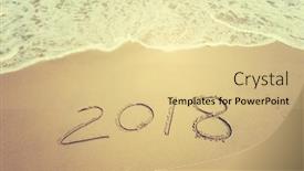  Presentation with 2018 beach - PPT layouts consisting of 2018 written in sand write background and a lemonade colored foreground