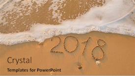  Presentation with sea shore - PPT layouts consisting of 2018 year on the sea shore element of design background and a coral colored foreground
