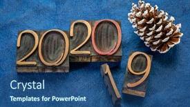  Presentation with new year 2019 - Amazing slide deck having 2019-and-2020-years-word backdrop and a ocean colored foreground