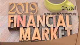 Presentation with financial market - PPT theme consisting of 2019 financial market word abstract background and a  colored foreground