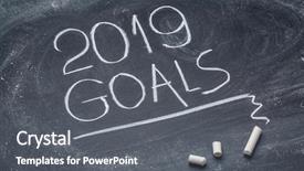  Presentation with setting goals - Slides consisting of 2019 goals - white chalk handwriting background and a gray colored foreground