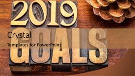 Presentation with new year 2019 - Slide set with 2019 goals banner - new year background and a coral colored foreground