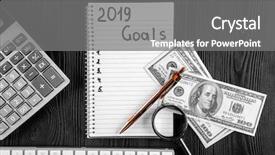  Presentation with new year 2019 - Cool new PPT theme with 2019 goals on his notebook backdrop and a  colored foreground