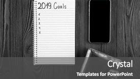  Presentation with new year 2019 - Beautiful slides featuring 2019 goals on his notebook backdrop and a  colored foreground