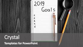  Presentation with new year 2019 - Audience pleasing theme consisting of 2019 goals on his notebook backdrop and a  colored foreground