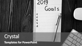  Presentation with new year 2019 - Theme enhanced with 2019 goals on his notebook background and a  colored foreground