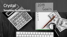  Presentation with new year 2019 - Beautiful PPT layouts featuring 2019 goals on his notebook backdrop and a  colored foreground