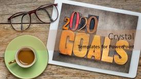  Presentation with new year 2020 - Audience pleasing slide deck consisting of 2020-goals-new-year-resolution backdrop and a coral colored foreground