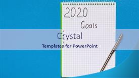  Presentation with resolutions - Cool new PPT theme with 2020-goals-on-his-notebook backdrop and a sky blue colored foreground