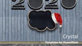  Presentation with posters - Beautiful presentation featuring 2020 happy new year seasonal background with real wood background aged parquet of pine wood for flyer posters or invitations backdrop and a gray colored foreground