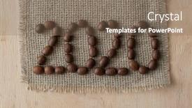  Presentation with 2020 - Amazing slide set having 2020-made-from-coffee-beans backdrop and a violet colored foreground