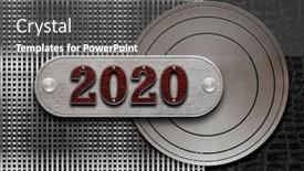  Presentation with business cards - Slides with 2020-new-year-banner-logo background and a gray colored foreground