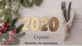  Presentation with new year 2020 - Slide set with 2020-new-year-concept-fork background and a mint green colored foreground