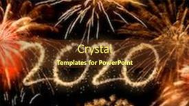 Presentation with new year 2020 - Slides having 2020 new year fireworks background background and a tawny brown colored foreground