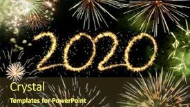  Presentation with 2020 - Beautiful presentation design featuring 2020-new-year-fireworks-background backdrop and a tawny brown colored foreground