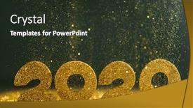  Presentation with new year 2020 - Amazing presentation design having 2020 new year luxury design concept golden 2020 new year horizontal template with golden glitter on blue backgound backdrop and a tawny brown colored foreground
