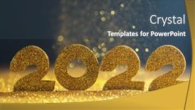  Presentation with golden numbers - PPT theme consisting of 2020-new-year-luxury-glitter background and a ocean colored foreground
