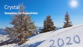  Presentation with 2020 - Amazing slide set having 2020-on-snow-at-mountains backdrop and a teal colored foreground
