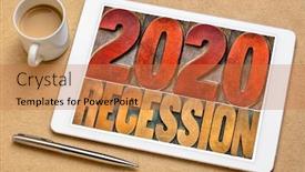  Presentation with 2020 - Colorful slide deck enhanced with 2020-recession-word-abstract backdrop and a coral colored foreground