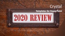  Presentation with summary - Presentation design featuring 2020-review-a-label background and a tawny brown colored foreground