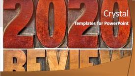  Presentation with summary - Amazing presentation design having 2020-review-banner-annual-review backdrop and a tawny brown colored foreground