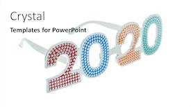 Presentation with new year 2020 - Audience pleasing slide deck consisting of 2020-text-with-eye-glasses backdrop and a white colored foreground