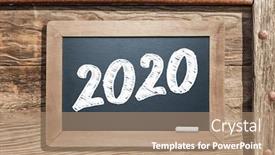  Presentation with aged wood - Slides featuring 2020-written-on-slate-chalk background and a coral colored foreground