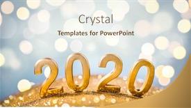  Presentation with golden numbers - Cool new slides with 2020 year golden numbers festive background backdrop and a sky blue colored foreground