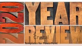  Presentation with review - Amazing slide deck having 2020-year-review-banner-annual backdrop and a gold colored foreground