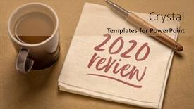  Presentation with business review - Slides enhanced with 2020-year-review-handwriting background and a coral colored foreground