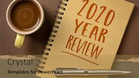  Presentation with summary - Presentation design consisting of 2020-year-review-text background and a coral colored foreground